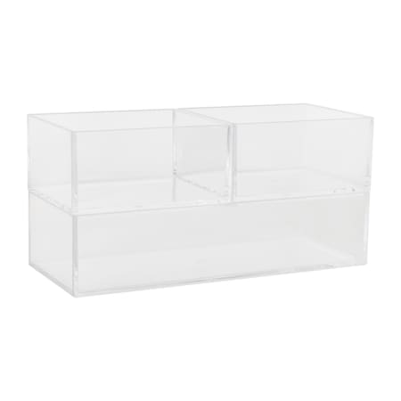 Martha Stewart Brody Set of 3 Stack and Slide Plastic Tray Office Desktop Organizers, 2- Small and 1-Medium BE-PB3316-3-CLR-MS