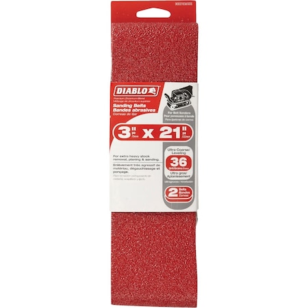 Diablo 3'' x 21'' 36 Grit General Purpose Sanding Belt, 2PK DCB321036S02G