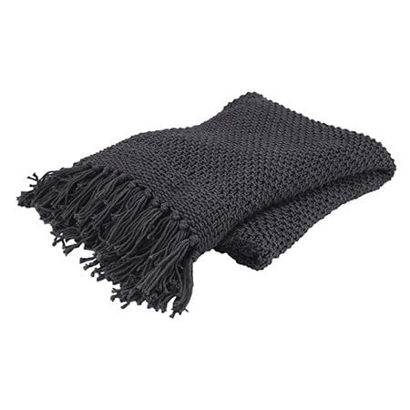 Homeroots Blue Gray Woven 100% Cotton Throw Blanket 519071