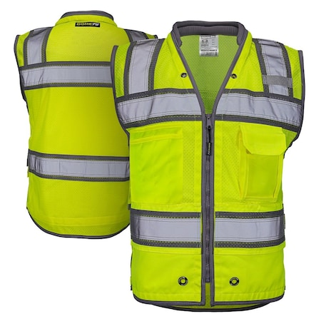 Dome75 Hi-Vis Heavy Duty Safety Vest XL Class ANSI/ISEA 107-2020 Class 2 , Reinforced Front Zipper 1 OV6124