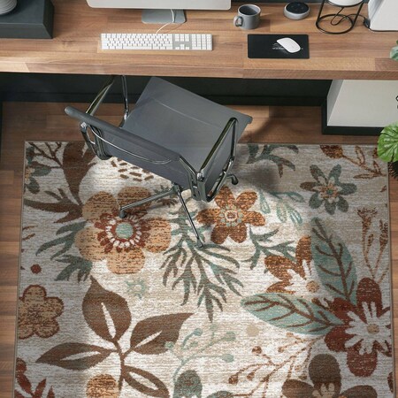World Rug Gallery Garden Floral Area Rug 4 ft x 6 ft Beige WR147BEIGE4X6