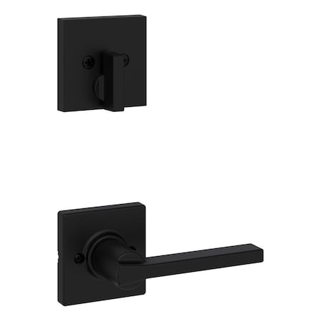 Kwikset Single Cylinder Interior Casey Lever Trim with Square Rose Matte Black Finish 971CSLSQT-514