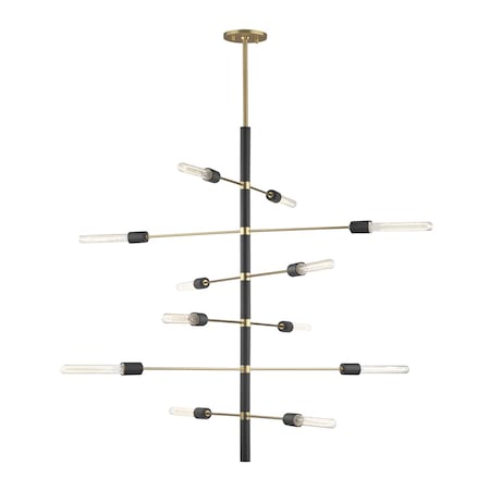Mitzi Astrid 12 Light Chandelier 36 In. Aged Brass/Black H178812-AGB/BK