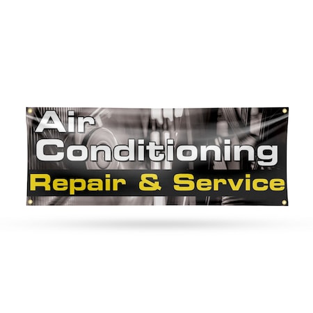 Signmission AC Repair & Service, 18 Inch x 48 Inch, Vinyl Banner B-30452