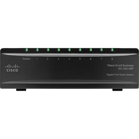 Cisco Cisco SG200-08P Gigabit PoE Smart Switch - 8 Port - 4, 4 x 10/100/1000Base-T - , 10/100/1000Base-T SLM2008PT-NA