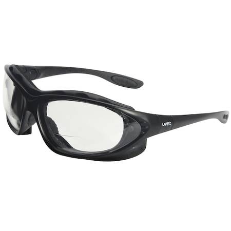 Uvex Full Frame Safety Glasses w/Metallic Blue Frame, Foam Padding, Clear Lens and Anti-Fog Coating -+1.50 S0661X