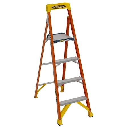 Werner Ready Step Series Ladder, 5-1/2 ft H, Type IA Duty Rating, Fiberglass, 300 lb, 4-Step RS1A06