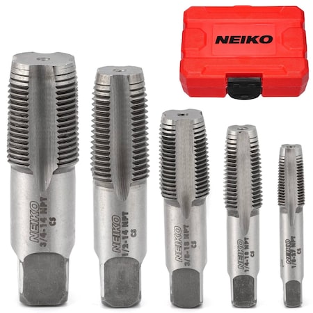 Neiko NPT Pipe Tap Set, 5-Piece, Copper, Brass and PVC Pipe Threader 00930A