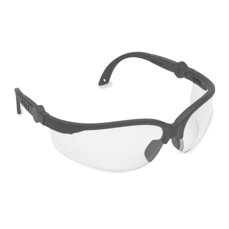 Akita Safety Glasses, Clear, Black Frame, PR EFB10S