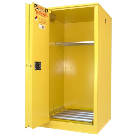 Securall Flammable Drum Storage Cabinet, 60 Gallon, 1 Shelves, 34 in W x 65 in H x 34 in D, Yellow V260