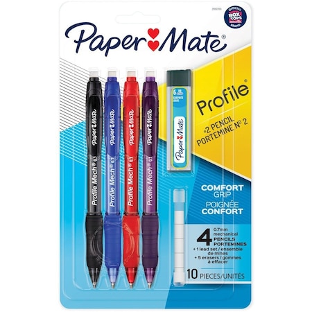 Sanford Profile Mechanical Pencils, 0.7 Mm, Hb #2, Black Lead, Assorted Barrel Colors, 4PK 2105703