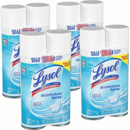 Reckitt Benckiser LYSOL Disinfectant Spray, Crisp Linen, 19 Oz. Aerosol Spray, 2/Pack, 4 Packs/Carton 99608CT