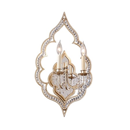Corbett Lighting Bijoux 2 Light Wall Sconce 13.75 In. Silver Leaf With Antique Mist 161-12