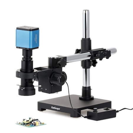 Amscope H800 Zoom Inspection Monocular Stereo Microscope 0.7X-5X on Single-Arm Boom-Stand w/LED Ring Light H800-SAB-96S-AF2