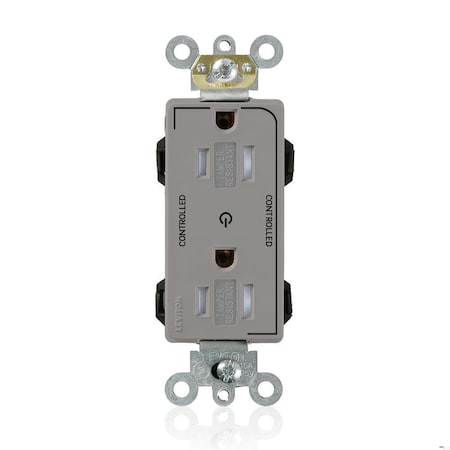 Leviton Straight Blade Receptacle, 5-15R, 15 A, 125V AC, Surface Mount, Self-Grounded MT162-2GY