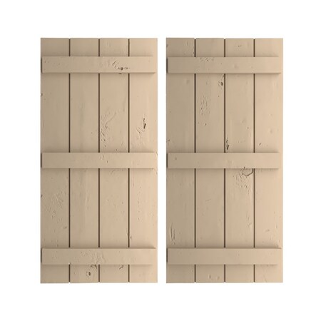 Ekena Millwork Rustic Four Board Joined Board-n-Batten Knotty Pine Faux Wood Shutters, 22W x 80H, PR SHUBJS22X80KPPR