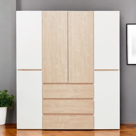 Homeroots 75" White And Natural Six Door Three Drawer Combo Dresser 569295