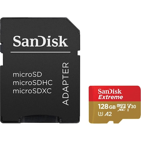 Sandisk 128GB Extreme MicroSDXC UHS-I Memory Card with SD Adapter SDSQXAA-128G-AN6MA