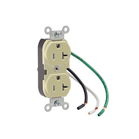 Leviton Industrial Series Heavy Duty Grade Duplex Receptacle, 20 Amp, 125 Volt 5362-LI