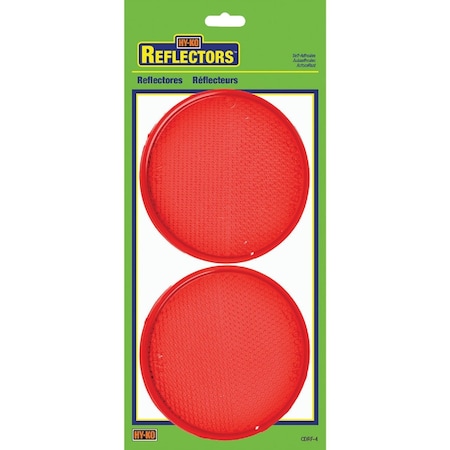 Hy-Ko 3-1/4''Dia. Round Red Press-On Reflector, 2PK CDRF-4R