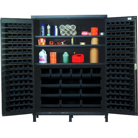 Quantum Storage Systems JUMBO STORAGE CABINET W/185 BLACK BINS QSC-60SBK