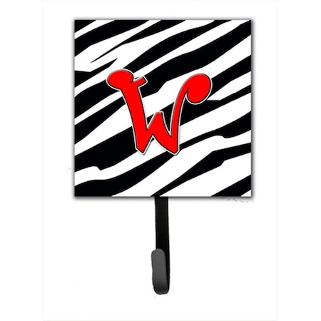 Carolines Treasures Letter W Initial Monogram - Zebra Red Leash Holder Or Key Hook CJ1024-WSH4