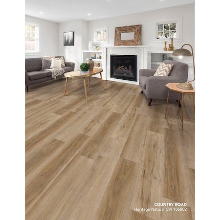 Healthier Choice Flooring Flooring Plank, 60 in L, 9 in W, Pressed Bevel Edge, Stone Polymer Composite/Vinyl, 6PK CVP106R02
