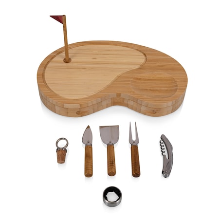 Picnic Time Family Of Brands Sand Trap Golf Cheese Cutting Board & Tools Set, Bamboo 906-00-505-000-0