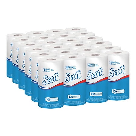 Scott Scott Essential Perforated Roll Paper Towels, 1 Ply, 102 Sheets, 51 ft, White, 24 PK 47031