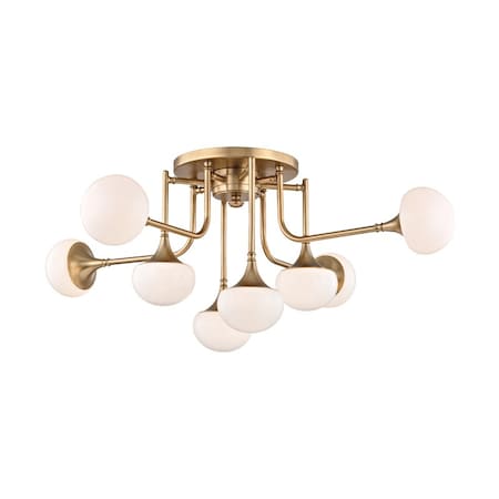 Hudson Valley Lighting Fleming 8 Light Semi Flush 36.5 In. Aged Brass 4708-AGB