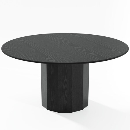 Homeroots 60" Black Solid Wood Pedestal Base Round Top Dining Table 721055
