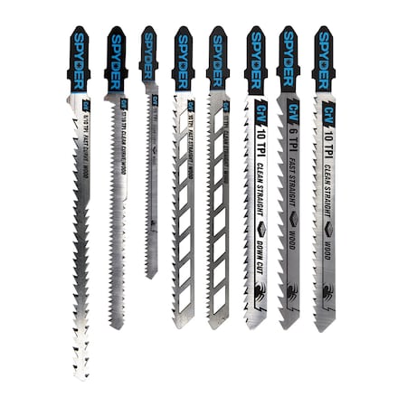 Spyder Jig Saw, Set with Case, Wood Cutting CRV, 8pc 2-Sided, Skeleton, others 300097