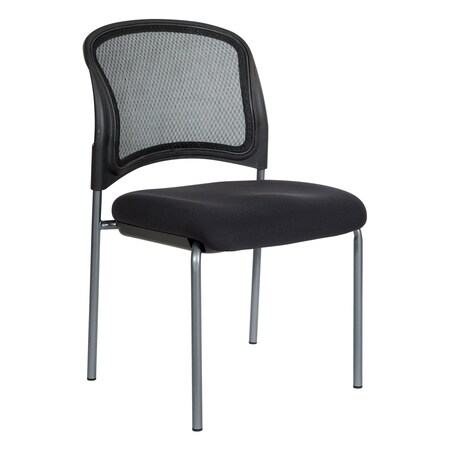 Office Star Products ProGrid Titanium & Black Visitors Chair, Straight Legs, Icon Black 86724R-231