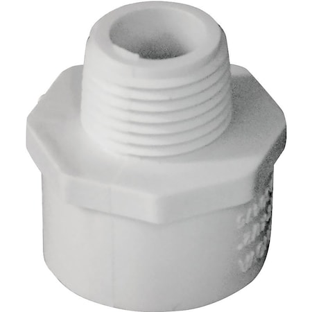 Lasco IPEX Reducing Pipe Adapter, 3/4 x 1/2 in, Slip x MPT, PVC, White, SCH 40 Schedule, 480 psi Pressure 435614