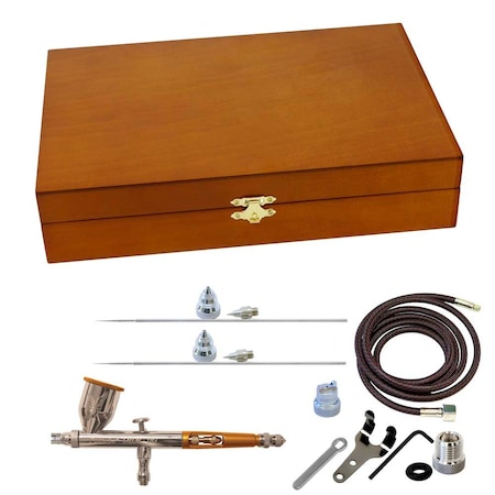Paasche Gravity Feed Set in Wood Case w/ .25, .38 & .66mm heads & 1/8BSP Adapter TG-3WC