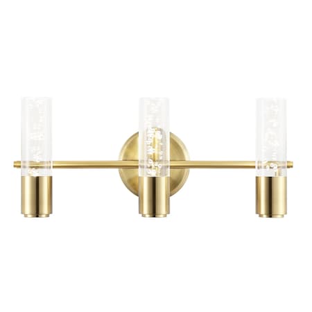Jonathan Y Bolha 18" 3-Light Minimalist Modern Bubble Acrylic/Iron Integrated LED Vanity Light, Brass Gold JYL7224B