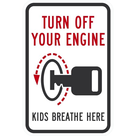 Lyle Turn Off Your Engine, Kids Breathe Here (with Graphic), 12x18, Diamond Grade, White G-3030-DG_12x18