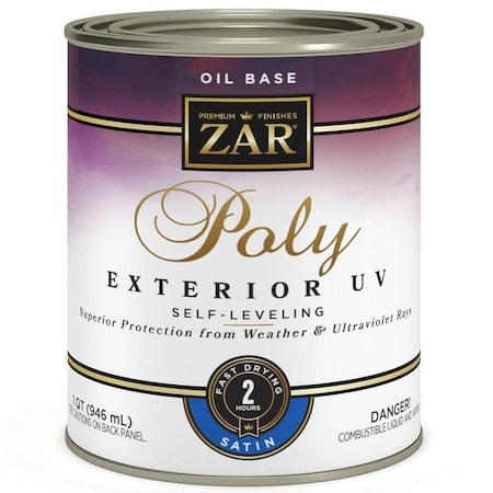 Zar Poly Uv Qt UGL Clear Zar, Poly UV Exterior Oil-Based Ultraviolet Polyurethane Finish, Satin 34112