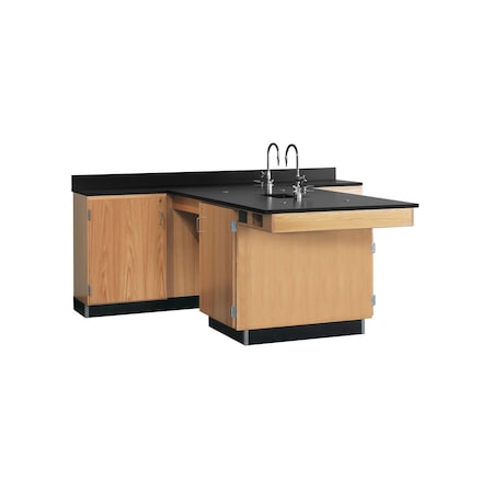 Diversified Spaces Perimeter Workstation, Oak, Wood Frame, 90 in W, Red 2814K