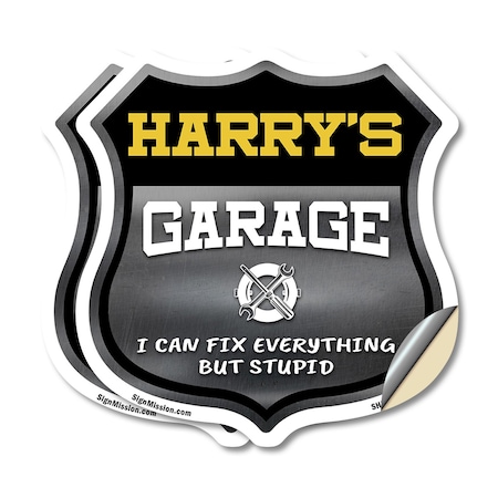 Signmission Harry's Garage I Can Fix Everything But Stupid, 18 inch X 18 inch, Vinyl Decal, 2PK SHI-D-2PACK-18-490-HARRY