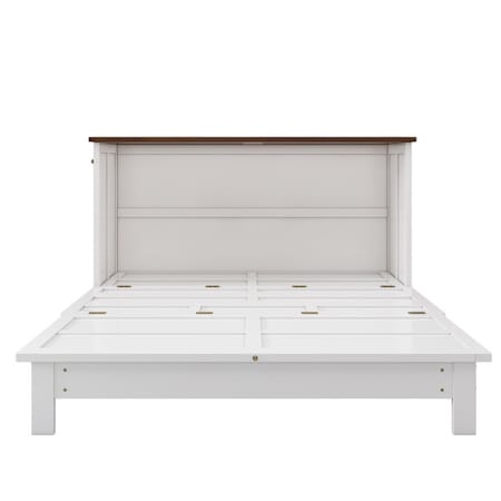 Homeroots White Wood Queen Murphy Bed With USB And Drawer 653097