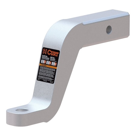 Curt Ball Mount, 8-1/2 in L, 6 in Drop, 5 in Rise, Class 3 Hitch, 1 in Dia Hitch Ball, Aluminum 45362