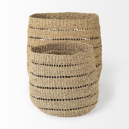 Homeroots Set of Two Brown Wicker Basket, 2PK 392156