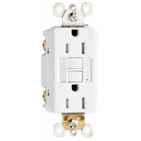 Legrand radiant Nightlight/GFCI Receptacle, 2 -Pole, 15 A, 125 VAC, Back, Side Wiring, White 1597NTLTRWCCD4