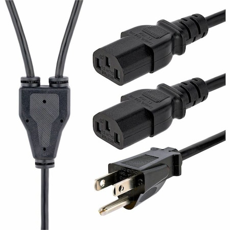 Startech.Com 10FT 3M 18AWG FLEXIBLE COMPUTER POWER Y CABLE W/ NEMA 5-15P AND 2X IEC 60320 C PXT101Y10