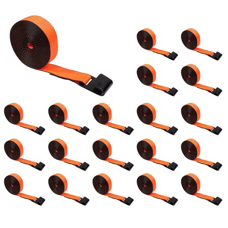 Mytee Products 2 inx30 ft High Abrasion Orange Heavy Duty Tie Down w/ Flat Hook WLL 6670 lbs, 20PK WS230Ax20