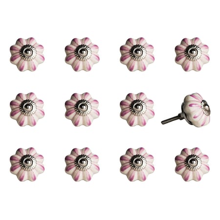 Homeroots 1.5" X 1.5" X 1.5" Cream Pink And Silver Knobs, 12PK 321698