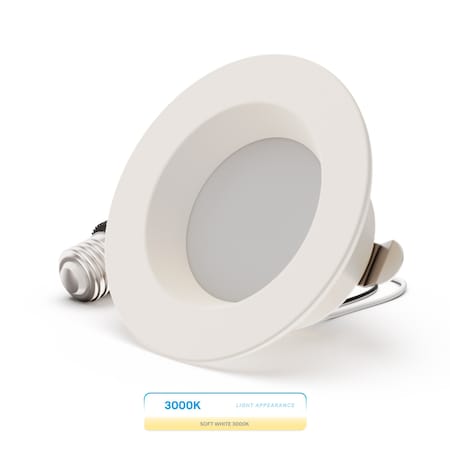 Infibrite 4 In. Retrofit 3000K Warm White LED Recessed Light Kit 9W 750LM, Dimmable, Wet Rated IB-005-3-9W-WH