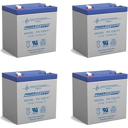 Power-Sonic 12V 5Ah F1 SLA Replacement Battery for Genesis Datasafe NPX-25TFR, 4PK PS-1250F1