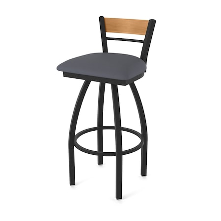 Holland Bar Stool Co Revelle 25in Swivel Counter Stool with Black Wrinkle Finish, Medium Back and Canter Storm Seat 881